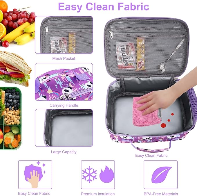 RHCPFOVR Kids Lunch Bag - Insulated Lunch Box for Boys Girls,Washable Lunch Bag and Reusable Toddler Leak-proof Lunchbox for School and Daycare