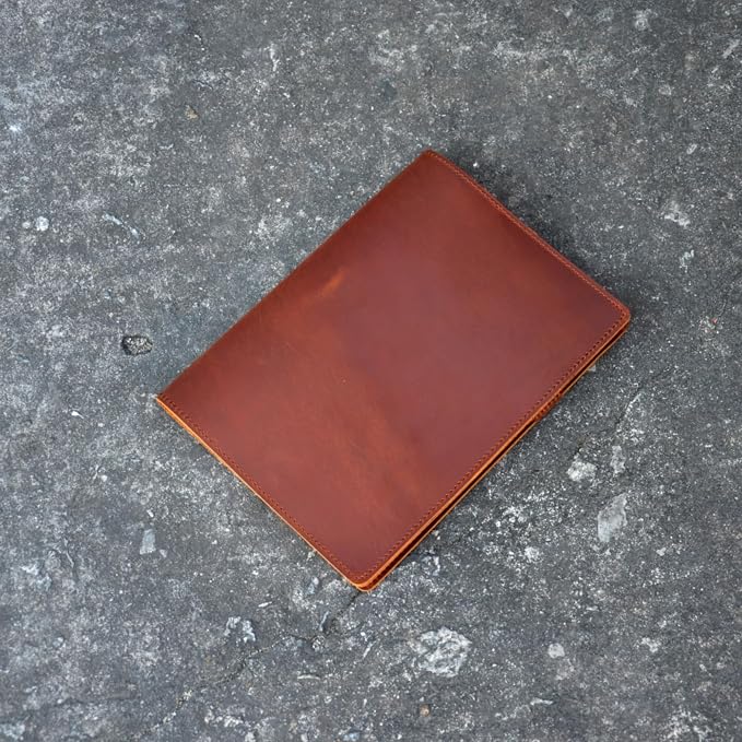Leather Cover Compatible With 6" x 9" Spiral Steno Pads, Steno Notes 6" x 8.8" Spiral Notebooks Distressed Genuine A5 Leather Cover with Pen Loop Brown