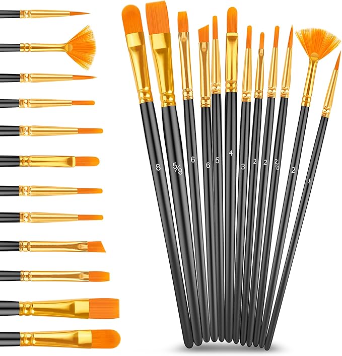 Caliart Acrylic Paint Set with 12 Brushes, 24 Colors Wood Craft Paints for Adults Kids Artists Beginners, Rich Pigments Non-toxic, Halloween Pumpkin Canvas Ceramic Rock Painting Kit Art Supplies