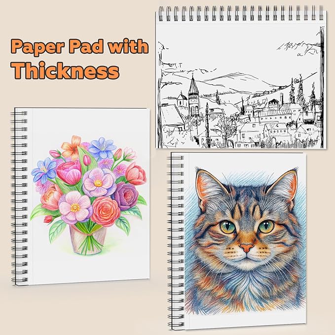 9" x 11" Sketch Book,1 Pack 80-Sheets (68lb/100gsm),Double-Sided Hardbound Sketchbook, Spiral Bound,Acid Free Paper Painting Drawing Writing Sketching Pad for Kids Adult Teens Girls Boys