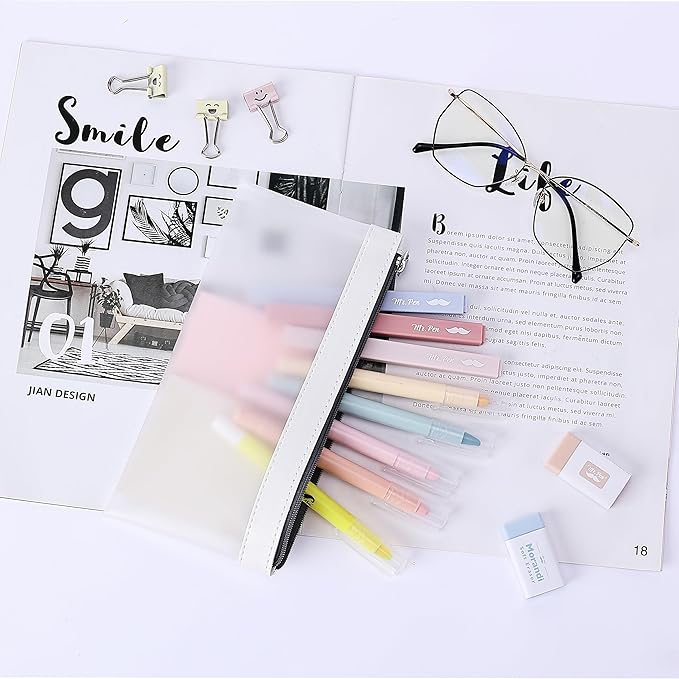 Mr. Pen- Clear Pencil Pouch, 8.50"x4.25", 3 Pack, Durable TPU Material, Medium Water-Resistant Pencil Bags with Smooth Zipper, Multipurpose Clear Pouch for Stationery, School, Office, Travel Supplies