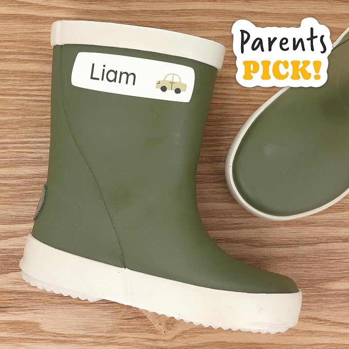 Camp Name Labels for Kids (33) – Custom Waterproof Stickers for Water Bottles, Lunch Boxes, Daycare & School with Unique Designs - Toy Cars