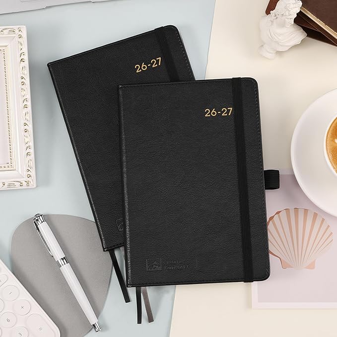 2026-2027 Planner - Academic Planner 2026-2027 Weekly Monthly Planner, July 2026 - June 2027, 5.7'' x 8.4'', Thick Paper, Leather Cover, Pen Holder, Back Pocket, Perfect Daily Organizer - Black