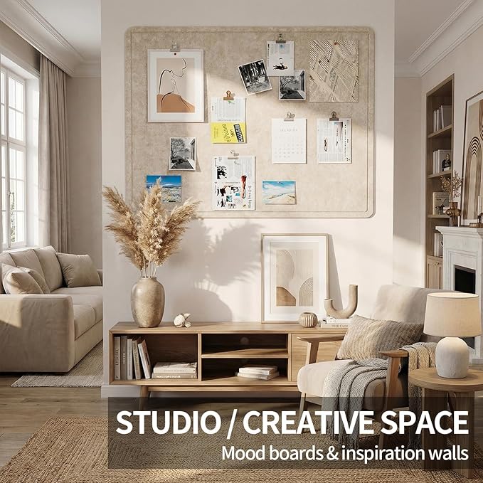 Felt Bulletin Board for Wall 24" x 18" Unfolded Size, Small Frameless Felt Pin Board, Soft Cork Board Alternative for Office, Home Planning, Notes, Photos & Wall Decor, Foldable Shipping, Easy Install