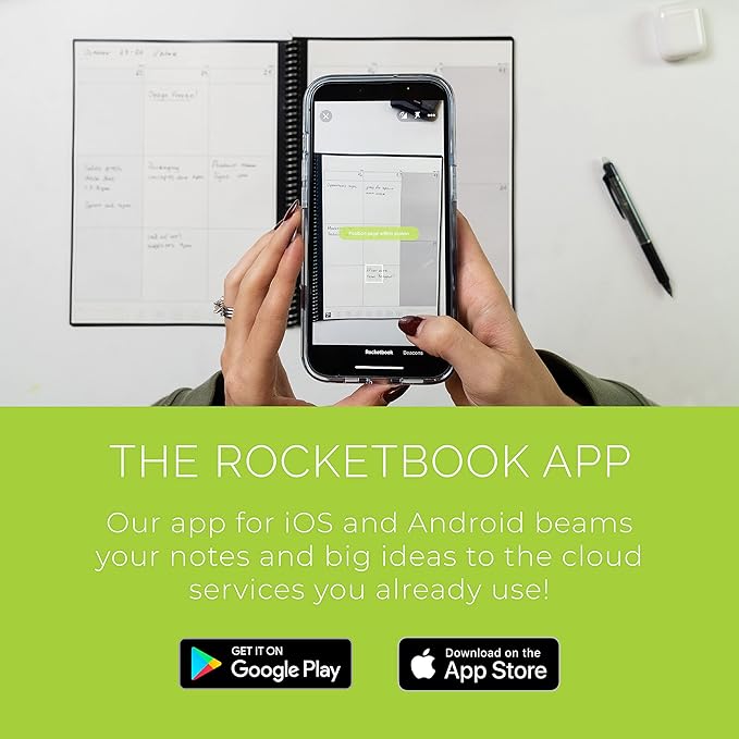 Rocketbook Fusion Plus Smart Reusable Notebook Planner, Notetaking and Planning In One, Executive Size, 6x8.8, Black