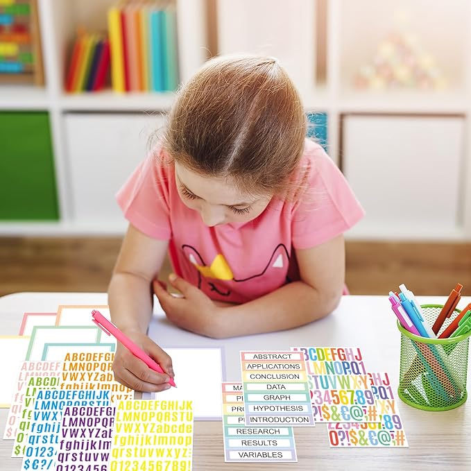 PerKoop 36 Sheets Science Fair Board Poster Boards Supplies 24 Self Adhesive Presentation Subtitles 4 Science Fair Project Titles 8 Personalized Letter Sticker for Classroom(Fresh Color)