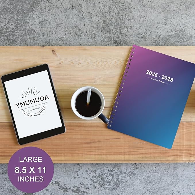 2026-2028 Monthly Planner - 2 Year Monthly Planner Calendar 2026-2028, Jul 2026 - Jun 2028, 8.5" x 11", 24 Months, Spiral-Bound, Tabs, Holidays, Notes, Ideal for School Office Home Planning