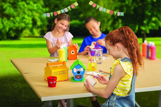 Fun Express Washable Tempera Paint Set for Kids - 10 Bright Colors in 16oz Squeeze Bottles | Non-Toxic Craft Paint for Classroom, Preschool & Art Projects | Safe Kids Paint Ages 3+