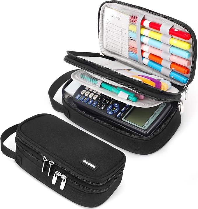 Pencil Case Large, High Capacity Canvas Big Pencil Pouch Organizer Holder | 5 Compartments Pockets Sturdy Zipper, Cute Pencil Case for School Office Student Teen