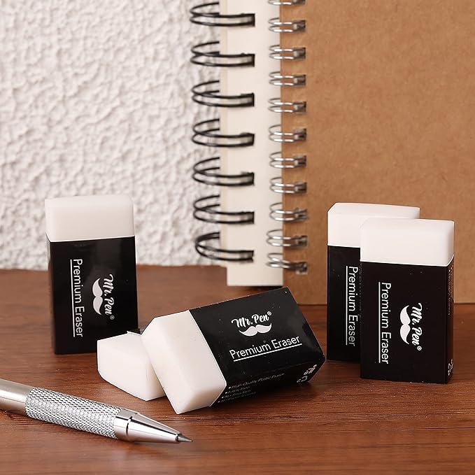 Mr. Pen- White Pencil Eraser, 8 Pack, Large Latex Free Block Erasers for School, Office, Art Sketching, Homework, Exams, Clean Smudge-Free Correction