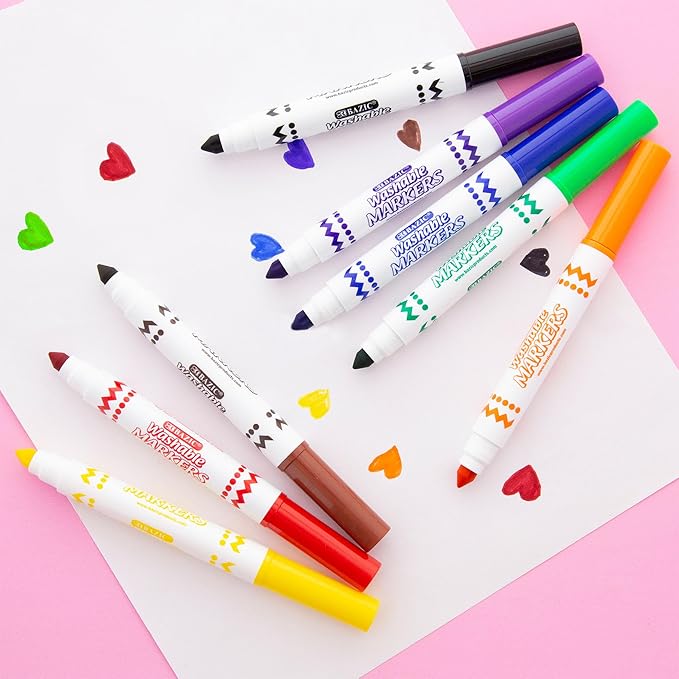 BAZIC PRODUCTS Washable Markers 8 Count Broad & Fine Tip, 2-Pack