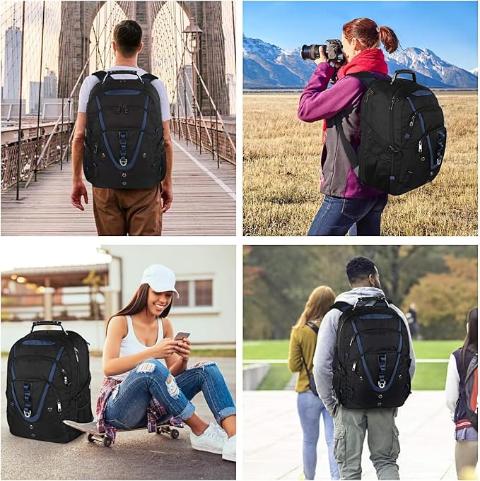 18.4 Laptop Backpack Men Women, 55L-60L Extra Large Laptops Backpack, TSA Friendly Flight Approved and RFID Anti-theft Pocket,Water Resistant Suiltable for Traveling