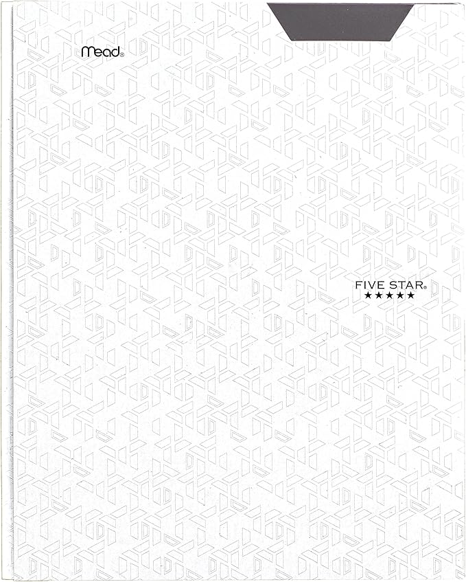 Five Star 2-Pocket Folder, Plastic Folder with Stay-Put Tabs and Prong Fasteners, Holds 8-1/2" x 11" Paper, White (72494)