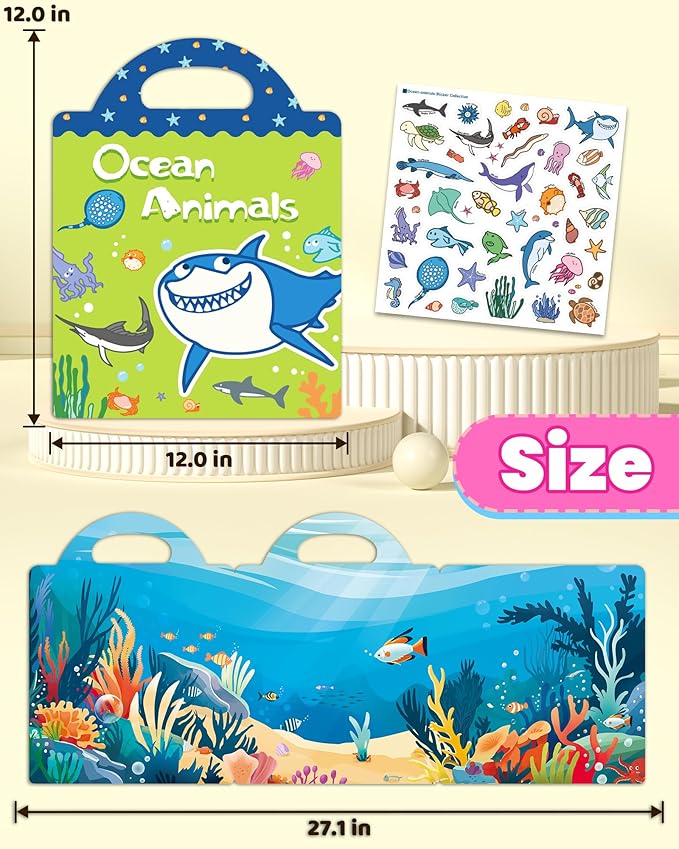 Walenced Reusable Sticker Book for Toddlers, Travel Stickers for Kids, Toddler Craft Activities Toys, Birthday Gifts for Boys & Girls