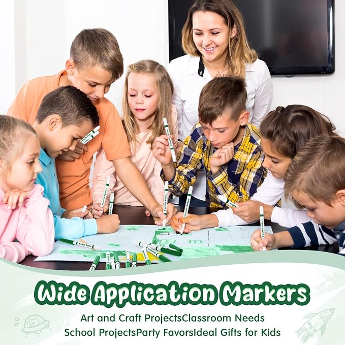 Fullhawl 18 Pcs Line Washable Markers Dark Green Fine Tip Markers for Kid