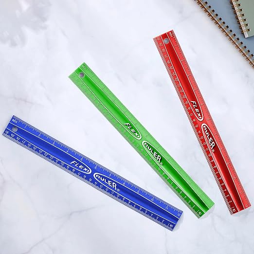 It's Academic Flexi Rulers, 12-inch Flexible Non-Breakable Ruler, 12-Pack, Assorted