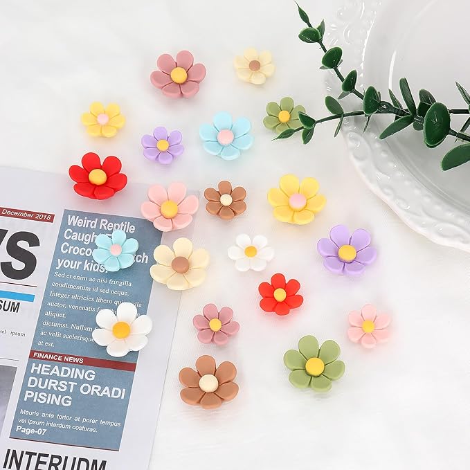 20 Pcs 3D Flower Fridge Magnets, Cute Fridge Magnets, Colorful Refrigerator Decorative Magnet for Whiteboard Locker Cabinet (10 Small + 10 Medium)