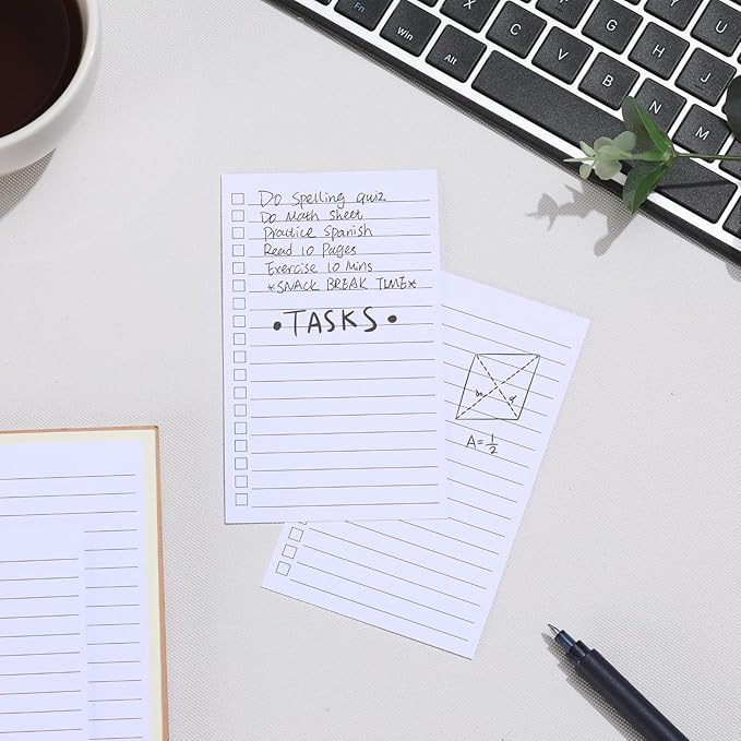 400 Pack Vertical Ruled Index Cards 3x5 with Check Boxes for Daily To Do Checklists and Tasks, Thick Card Stock Office Supplies, White