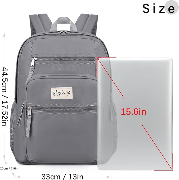 abshoo 34L Big School Backpack For College Men Women Middle High School Teen Bookbag Travel Backpacks Daypack (Grey)