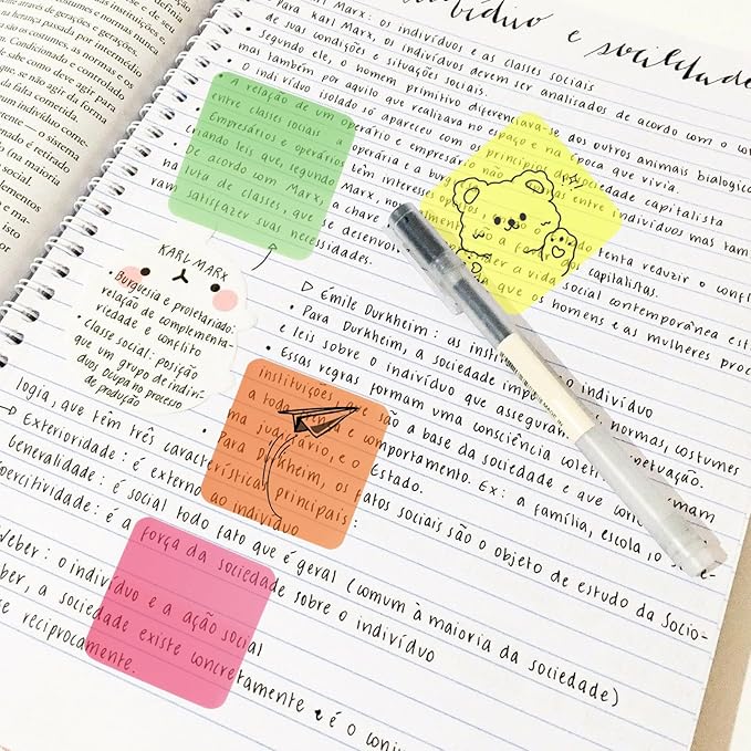 320 Sheets Clear Transparent Sticky Notes, Colorful Waterproof Notepad, Translucent Adhesive Memo Pads for Annotating Books, School & Office Supplies