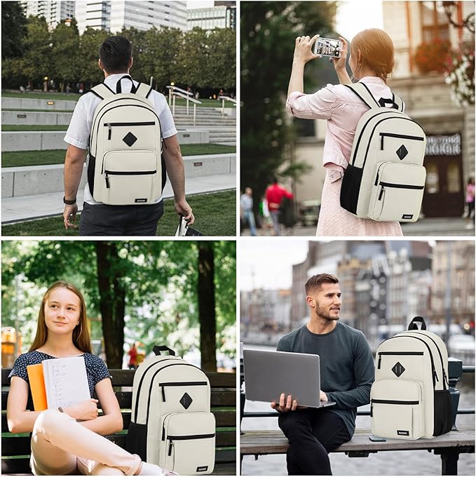 BIKROD Backpack for Girls Women, School Backpack for Teen Boys, Lightweight Casual High School Bookbag, Daily-use Travel Laptop Backpack Fits 15.6 Inch Notebook
