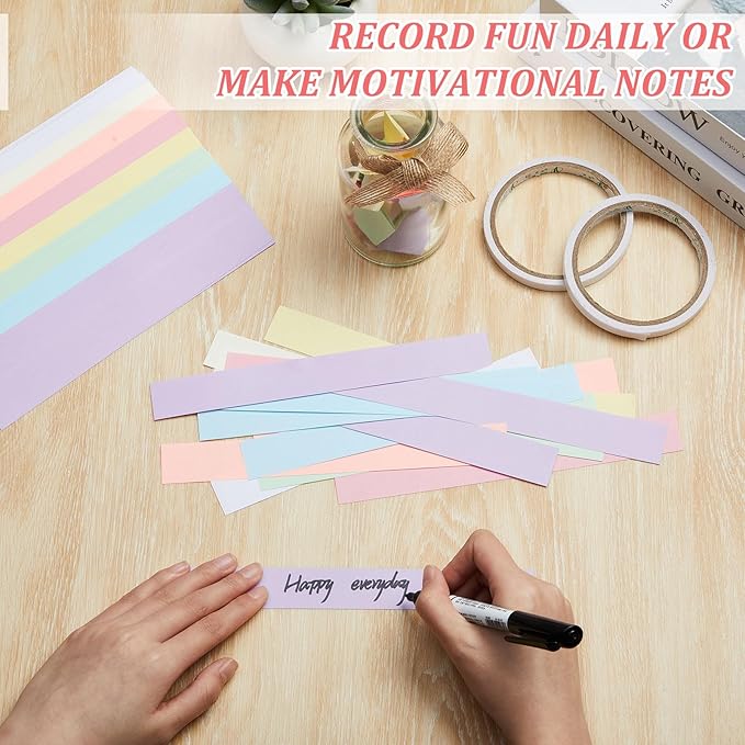 Lincia 600 Sheet Paper Chain Garland Strips 1x8 Inch with Double Sided Tape, DIY Construction Paper Chains for Birthday Wedding Holiday Party Decorations, Crafts Supplies (Morandi Color)