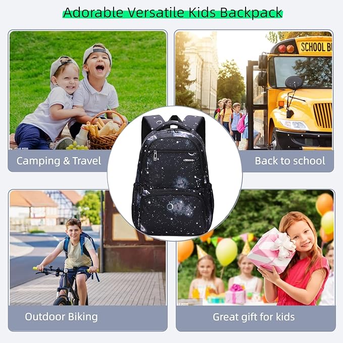 MITOWERMI Kids' Backpack for Boys Girls Elementary School Bags for Boys Bookbags Primary Students Children Backpack Galaxy Black