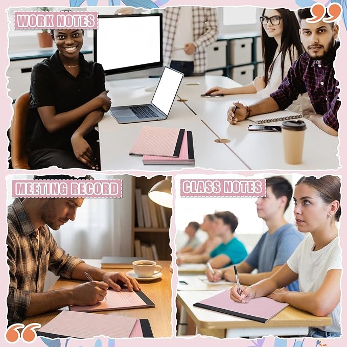 Lincia 6 Pcs 11" x 9.5" Legal Pads College Ruled Notepad Landscape Notebook Horizontal Lined Notebook 80 Gsm Assorted Colors Paper Pastel Writing Pads for School Office, 40 Sheet (Soft Color)