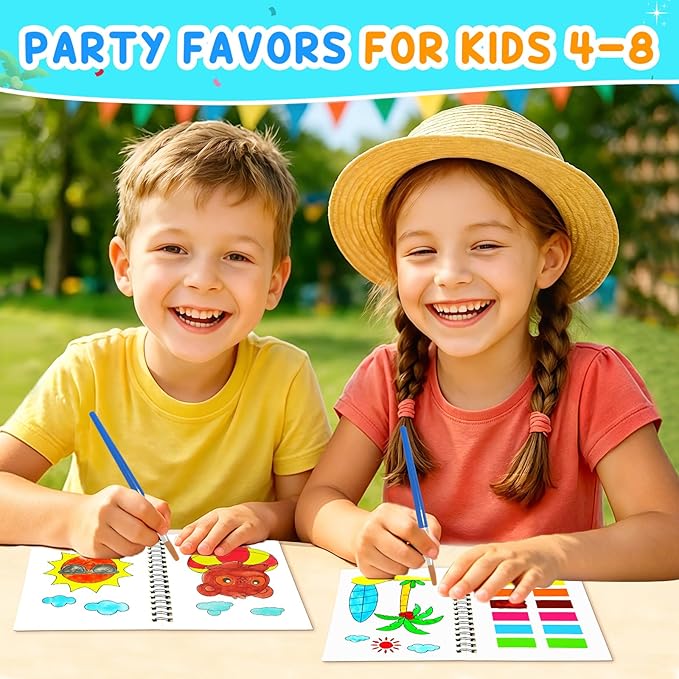 ZMLM 24 Water Coloring Books for Kids Party Favors - Bulk Mini Coloring Books for Kids Ages 4-8,Small Birthday Goodie Bag Stuffers School Teacher Return Gift Art Crafts Classroom Prizes (Summer)
