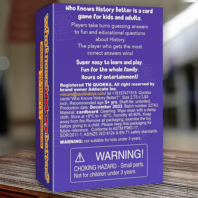 Board Games for Kids 8-12 – Family Card Games for Kids and Adults – History Trivia Cards for Family Game Night – Who Knows History Better – 500+ Questions – Fun Card Game for Families and Teens