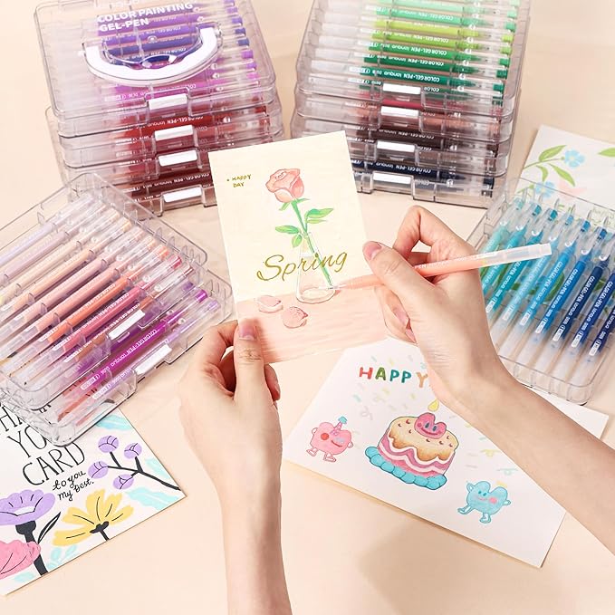 Acrylic Gel Pens for Coloring, 72 Pack Colored Gel Pens for Black Paper & White Paper, 0.6mm Fine Point Colorful Pens for Adult Drawing, Journaling, Note Taking, Doodling, Art Supplies