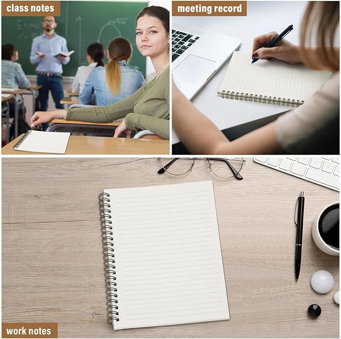 Fuutreo 12 Pcs Spiral Notebook for Work A5 8.3 x 5.7 Inch College Ruled Spiral Journal Notebook Kraft Cover Ruled Paper, 12 Color, 60 Sheets, 120 Pages for Office School(Taro Color)