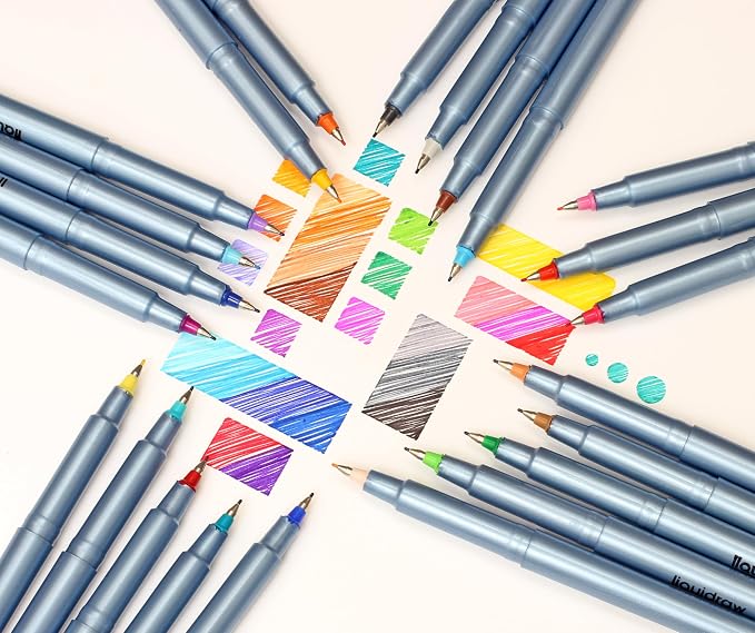 Liquidraw Multicolor Fineliner Pens, Fine 0.5mm Tip, Set of 25