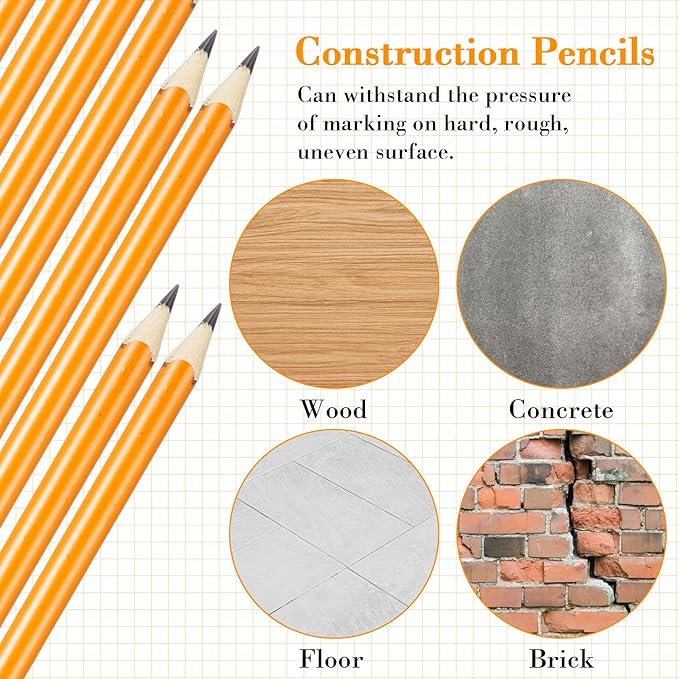 Fainne 48 Pack Jumbo Round Pencils, Wooden Fat Pencil with Black Core Bulk for Carpenters Workers Woodworkers Framers Beginners Students Teachers DIY Project(Orange)