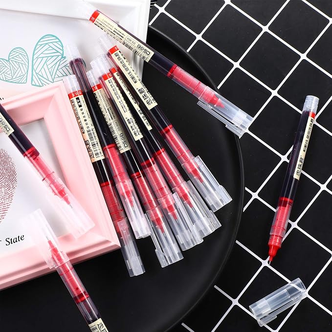 Frienda 12 Pcs Rolling Ball Pen 0.5 mm Japanese Pen,Black and Red