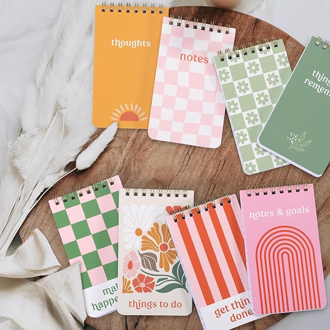 ZICOTO Aesthetic Pocket Notebooks Set Of 8 - Small 3x5 Spiral Notepads With Lined Pages For Women - The Perfect Little Mini Pads to Stay Organized and Boost Productivity at Work or School