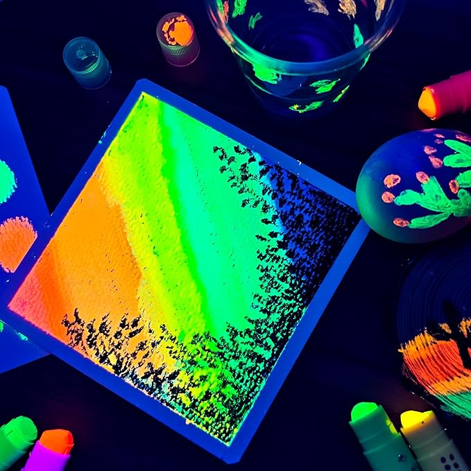 Artecho Tempera Paint Sticks, 12 Neon Colors Washable Paint Sticks