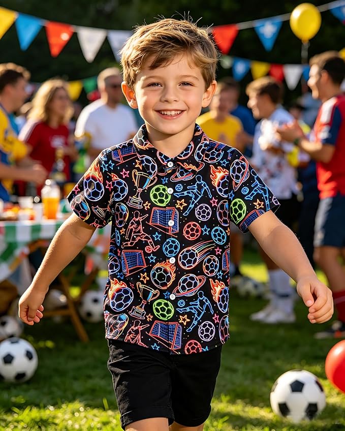 Enlifety 2-10T Kids Hawaiian Shirt Boys Short Sleeve Button Down Shirts Hawaii Summer Casual Blouse