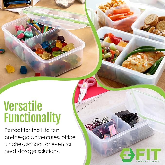 Bento Boxes for Kids and Adults, BPA-Free Lunch Containers, Clear, 7 Pack | Lunch Box Meal Prep Containers with Lids, Snack Boxes, Airtight Lid, Dishwasher Freezer Microwave Safe, 3×39oz, 2×17oz, 2×6oz