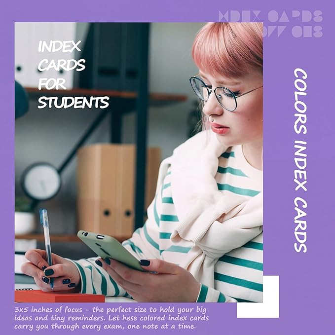 300 Count Colored Index Cards 3x5 Inch - Neon Blank Flash Cards for Studing, Colored Note Cards 3x5 Cards 3 by 5 Index Cards Blank Colorful Note Cards 3 x 5 Neon Flashcards, 6 Colors Notecards