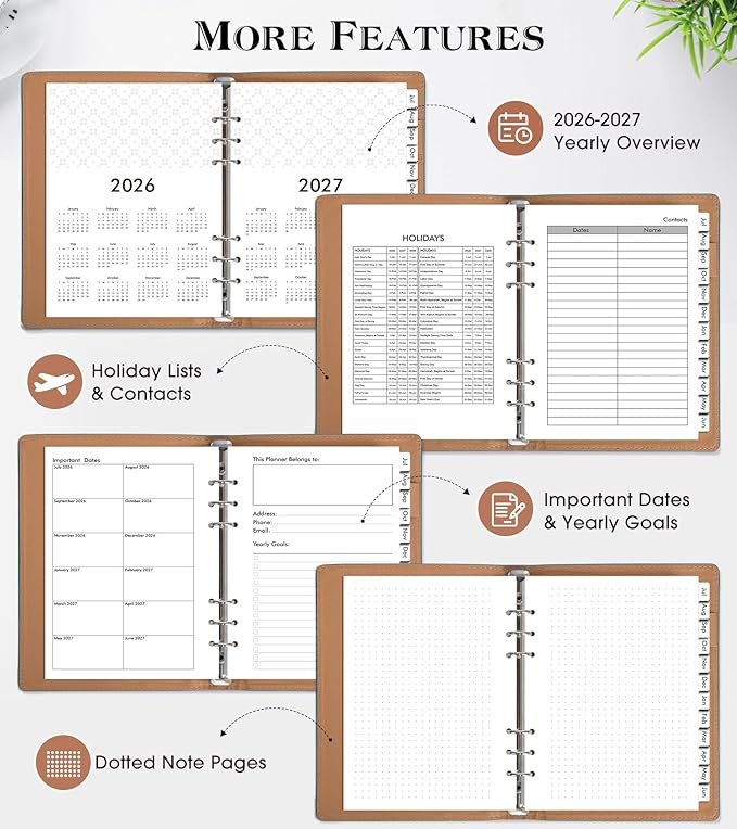 Planner 2026-2027, Academic Weekly and Monthly Calendar Planner from July 2026 - June 2027, Hardcover Leather Daily Agenda Book with Tabs, A5 College School Organizer for Student Teacher, Pacific Green