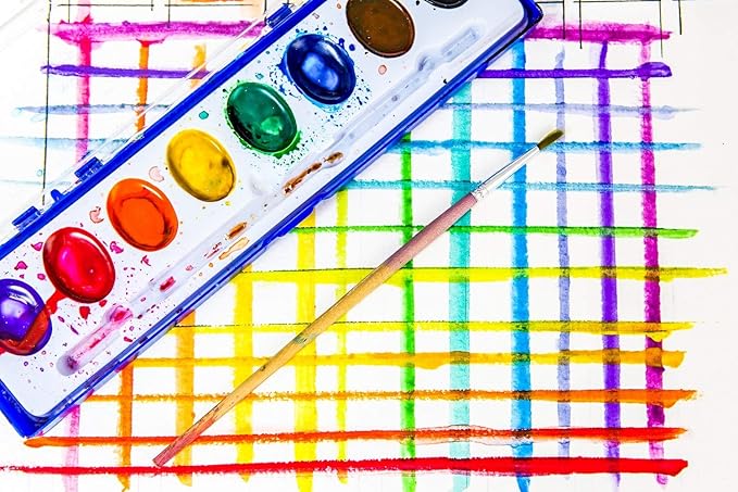 Color Swell 144 Set Bulk Watercolor Paint Pack with Wood Brushes 8 Colors Washable Water Colors Perfect for Kids Classroom, Parties, Students, Donations