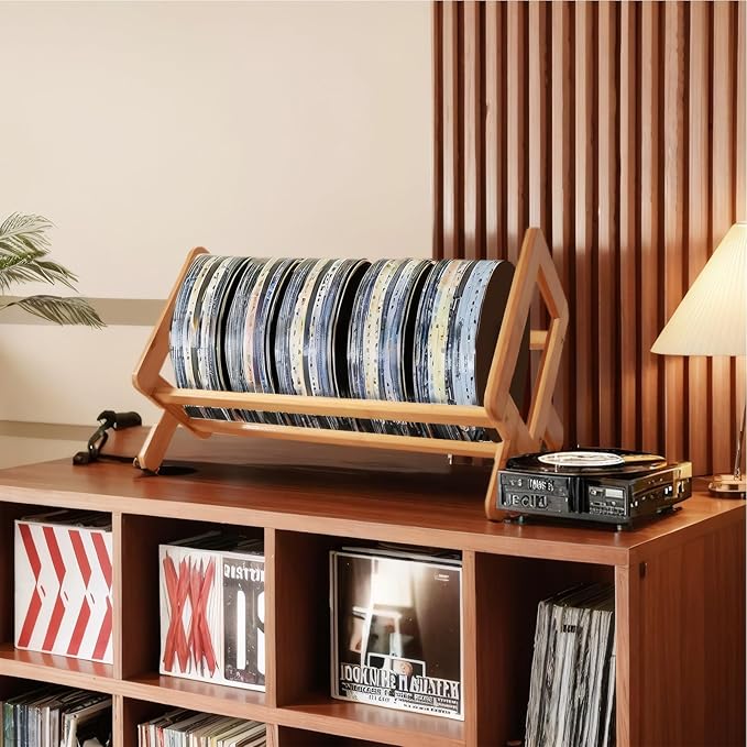 Desktop Bookshelf Organizer, Small Desk Book Shelf, Bamboo Book Rack Tilting Bookcase for Books/Magazine/CDs/Files Dispaly, Tabletop Bookshelf Storage Rack in Living Room/Office/Home