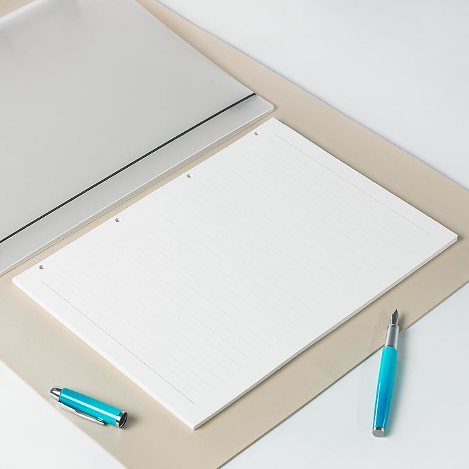 A4 Lined Loose Leaf Refill Paper, 10mm Ruled 4-Hole Punched, 135 Sheets