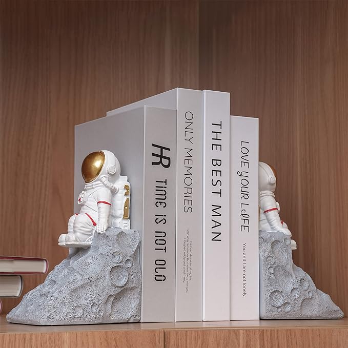 Astronaut Book Ends to Hold Books, Astronaut Decor, Space Themed Bedroom, Desktop, Bookcase Decor - Gifts for Space Lovers