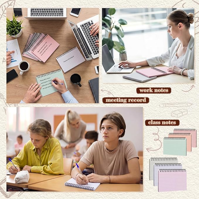 12 Pcs Large Index Cards with Ring Set 4x6 Colored Ruled Notecards with Waterproof Covers Spiral Flashcards for Studying, Learning, College, School, Office, Home Supplies(Dreamy)