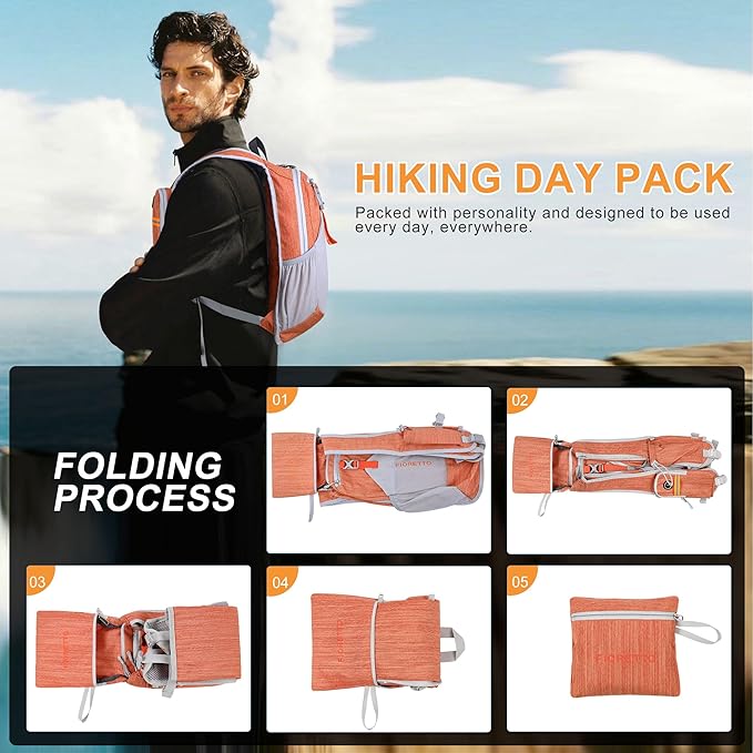 FIORETTO 10L/15L/20L Hiking Backpack for Women Men Mini Packable Backpack Lightweight Small Daypack for Travel Camping