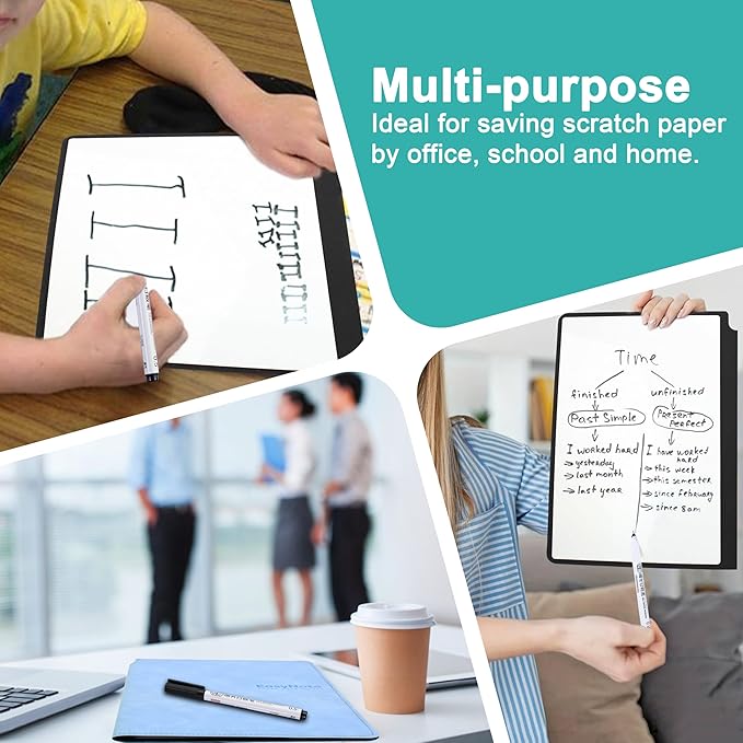 Portable Whiteboard, Erasable Reusable Whiteboard Notebook Mini A5 Dry Erase White Board for Meeting Business Office Home