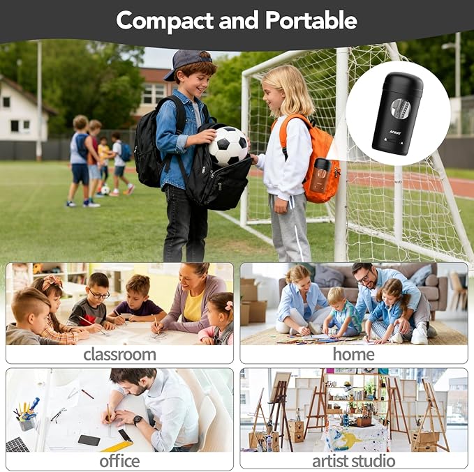 AFMAT Electric Pencil Sharpener, Fully Automatic Pencil Sharpener for 7-8mm Pencils & Colored Pencils, Auto in & Out, Rechargeable Vertical Hands-Free Sharpeners for Classroom/Home/Office PSX7(Black)