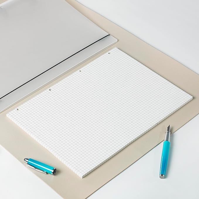 A4 Grid Paper 290x210mm - 135 Sheets 5mm Graph Paper Refill - 4-Hole Punch for A4 4-Ring Binders & Lever Arch Files - 100GSM for Notes, Technical Drawing & Bullet Journals